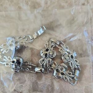Silver Skull Bracelet, New